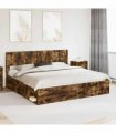 vidaXL Bed Frame with Storage and Headboard Smoked Oak 180 x 200 cm