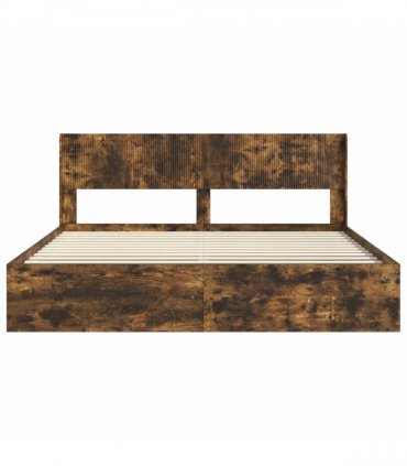 vidaXL Bed Frame with Storage and Headboard Smoked Oak 180 x 200 cm