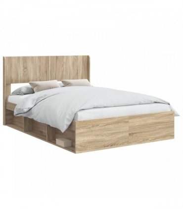 vidaXL Bed Frame with Storage and Headboard Sonoma Oak 150 x 200 cm