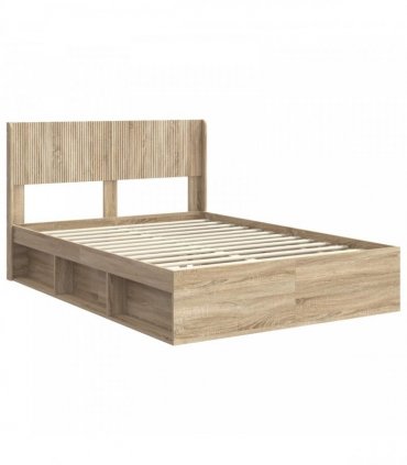 vidaXL Bed Frame with Storage and Headboard Sonoma Oak 150 x 200 cm