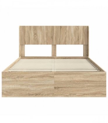 vidaXL Bed Frame with Storage and Headboard Sonoma Oak 150 x 200 cm