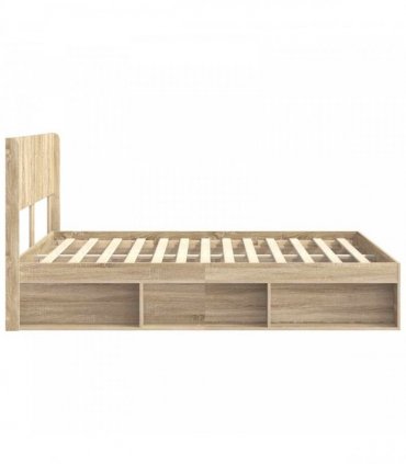 vidaXL Bed Frame with Storage and Headboard Sonoma Oak 150 x 200 cm