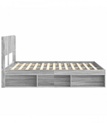 vidaXL Bed Frame with Storage and Headboard Grey Sonoma 150 x 200 cm