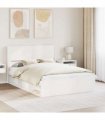 vidaXL Bed Frame with Storage and Headboard White 140 x 190 cm
