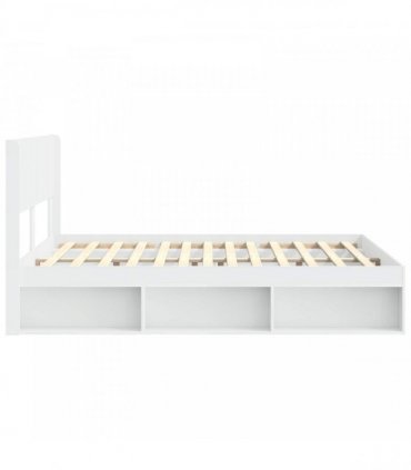 vidaXL Bed Frame with Storage and Headboard White 140 x 190 cm
