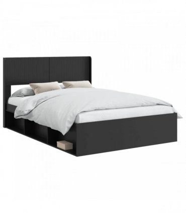 vidaXL Bed Frame with Storage and Headboard Black 135 x 190 cm