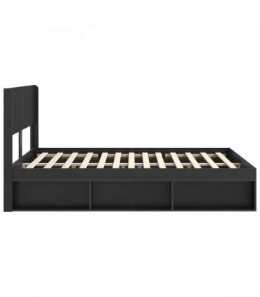 vidaXL Bed Frame with Storage and Headboard Black 135 x 190 cm