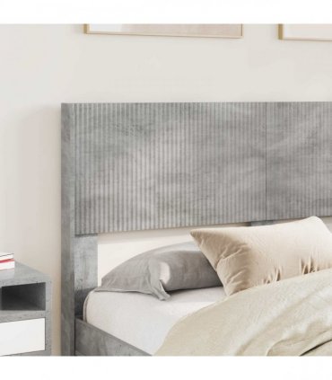 vidaXL Bed Frame with Storage and Headboard Concrete Grey 135 x 190 cm