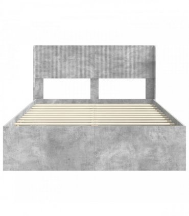 vidaXL Bed Frame with Storage and Headboard Concrete Grey 135 x 190 cm