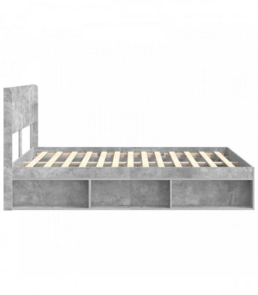 vidaXL Bed Frame with Storage and Headboard Concrete Grey 135 x 190 cm