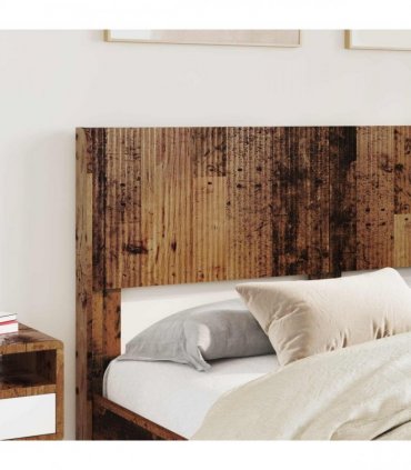 vidaXL Bed Frame with Storage and Headboard Old Wood 135 x 190 cm