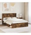 vidaXL Bed Frame with Storage and Headboard Smoked Oak 120 x 200 cm