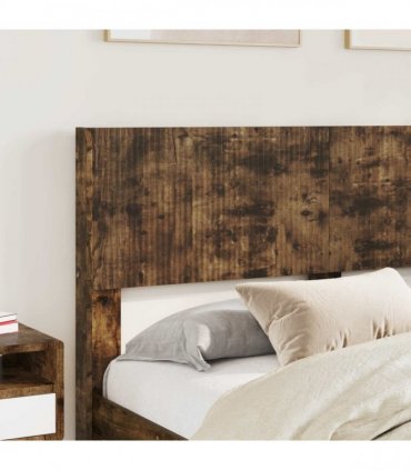 vidaXL Bed Frame with Storage and Headboard Smoked Oak 120 x 200 cm