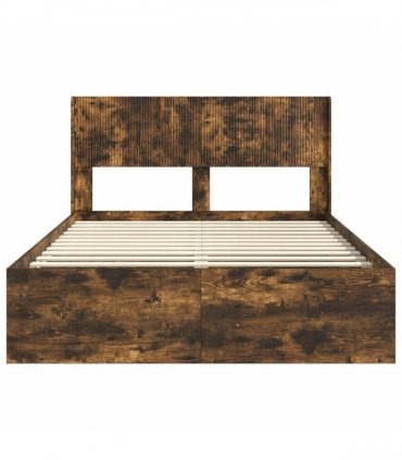 vidaXL Bed Frame with Storage and Headboard Smoked Oak 120 x 200 cm