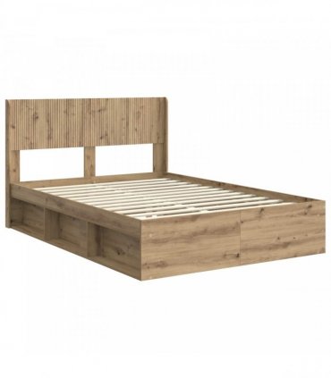 vidaXL Bed Frame with Storage and Headboard Artisan Oak 120 x 200 cm