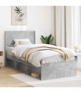 vidaXL Bed Frame with Storage and Headboard Concrete Grey 100 x 200 cm