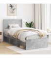 vidaXL Bed Frame with Storage and Headboard Concrete Grey 100 x 200 cm
