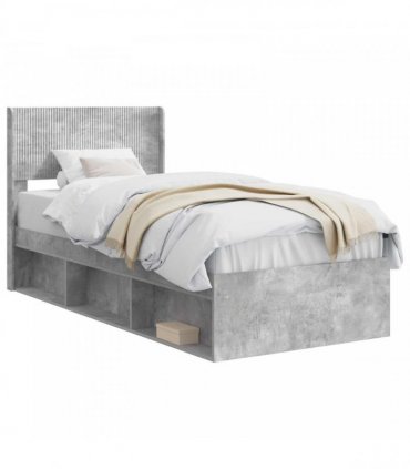 vidaXL Bed Frame with Storage and Headboard Concrete Grey 100 x 200 cm
