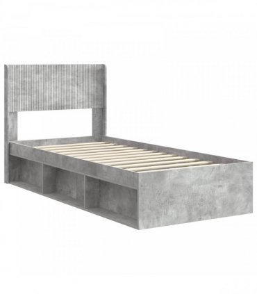 vidaXL Bed Frame with Storage and Headboard Concrete Grey 100 x 200 cm