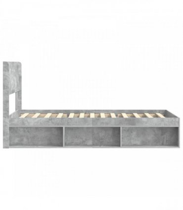 vidaXL Bed Frame with Storage and Headboard Concrete Grey 100 x 200 cm