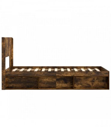 vidaXL Bed Frame with Storage and Headboard Smoked Oak 100 x 200 cm