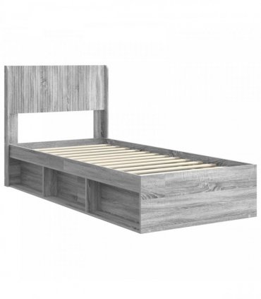 vidaXL Bed Frame with Storage and Headboard Grey Sonoma 100 x 200 cm