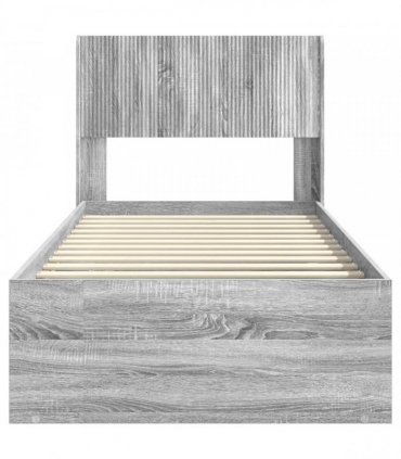 vidaXL Bed Frame with Storage and Headboard Grey Sonoma 100 x 200 cm