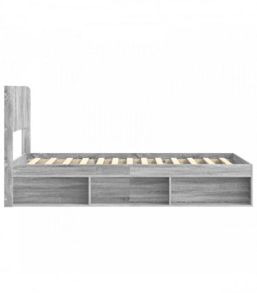 vidaXL Bed Frame with Storage and Headboard Grey Sonoma 100 x 200 cm