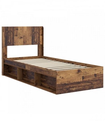 vidaXL Bed Frame with Storage and Headboard Old Wood 100 x 200 cm