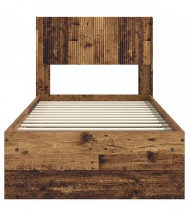 vidaXL Bed Frame with Storage and Headboard Old Wood 100 x 200 cm