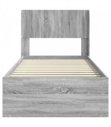 vidaXL Bed Frame with Storage and Headboard Grey Sonoma 90 x 200 cm