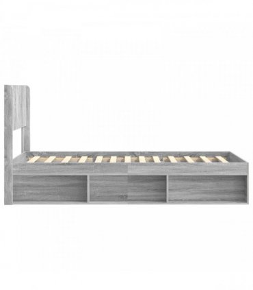 vidaXL Bed Frame with Storage and Headboard Grey Sonoma 90 x 200 cm
