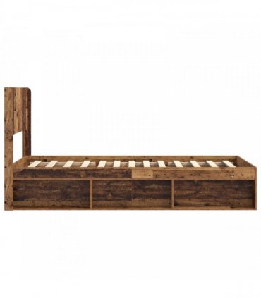 vidaXL Bed Frame with Storage and Headboard Old Wood 90 x 200 cm
