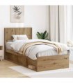 vidaXL Bed Frame with Storage and Headboard Artisan Oak 90 x 200 cm