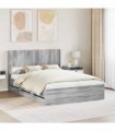 vidaXL Bed Frame with Storage and Headboard Grey Sonoma 150 x 200 cm
