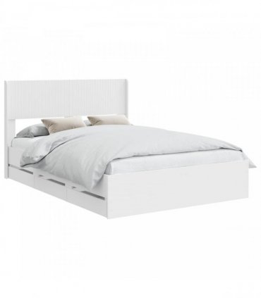 vidaXL Bed Frame with Storage and Headboard White 140 x 190 cm