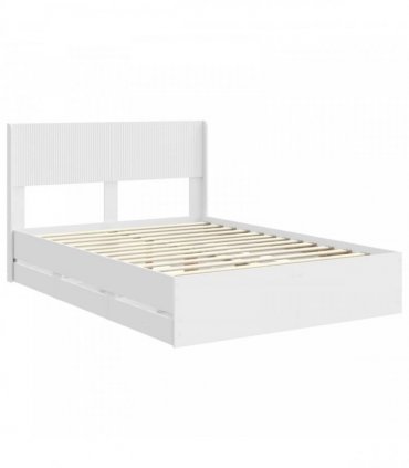 vidaXL Bed Frame with Storage and Headboard White 140 x 190 cm