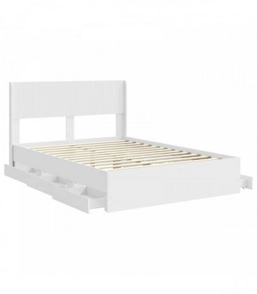 vidaXL Bed Frame with Storage and Headboard White 140 x 190 cm