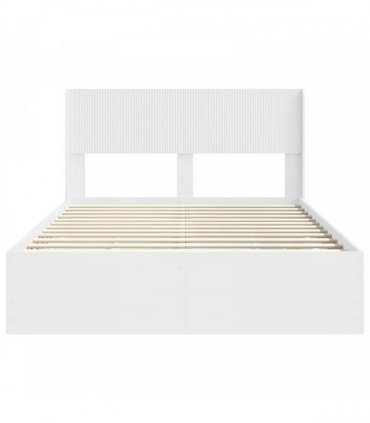 vidaXL Bed Frame with Storage and Headboard White 140 x 190 cm
