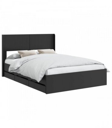 vidaXL Bed Frame with Storage and Headboard Black 140 x 190 cm