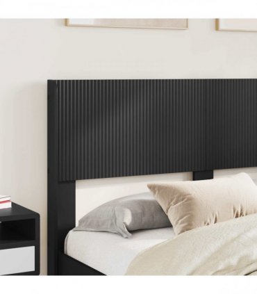 vidaXL Bed Frame with Storage and Headboard Black 140 x 190 cm