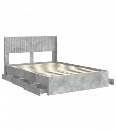 vidaXL Bed Frame with Storage and Headboard Concrete Grey 140 x 190 cm