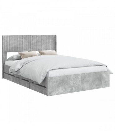 vidaXL Bed Frame with Storage and Headboard Concrete Grey 135 x 190 cm