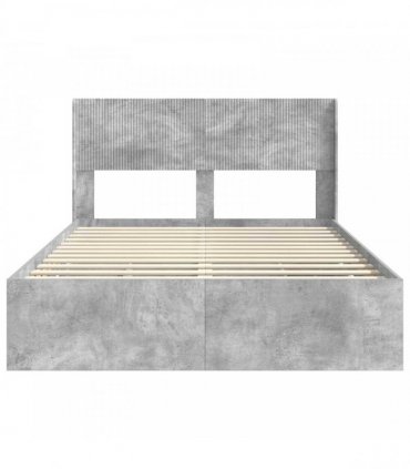 vidaXL Bed Frame with Storage and Headboard Concrete Grey 135 x 190 cm