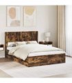 vidaXL Bed Frame with Storage and Headboard Smoked Oak 120 x 200 cm