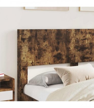 vidaXL Bed Frame with Storage and Headboard Smoked Oak 120 x 200 cm