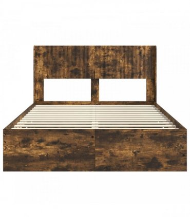 vidaXL Bed Frame with Storage and Headboard Smoked Oak 120 x 200 cm