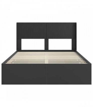 vidaXL Bed Frame with Storage and Headboard Black 120 x 190 cm