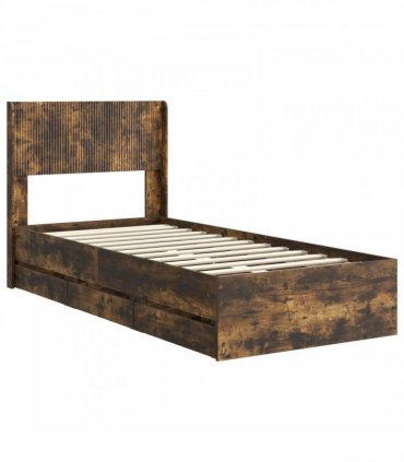 vidaXL Bed Frame with Storage and Headboard Smoked Oak 100 x 200 cm