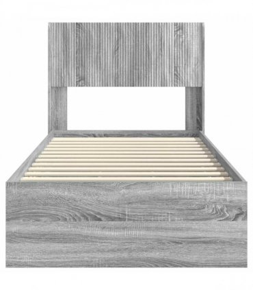 vidaXL Bed Frame with Storage and Headboard Grey Sonoma 100 x 200 cm